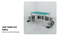 Anti Workbench High Load Capacity Mobile Workbench on Wheels Stable and Sturdy Two-Tier Workstation Cart for Technicians, Lab, Auto Shop