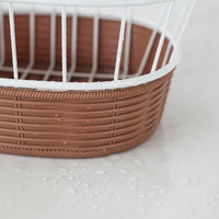 Woven Wire Basket with Rattan Base Sturdy Bike Basket with Mounting Bracket Portable Adjustable for Grocery Runs