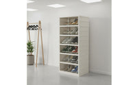 Space-Saving Clear Door Plastic Shoe Cabinet Dustproof Foldable Shoe Rack Dust-Proof Foldable Sneaker Storage Large Capacity for Entryway, Closet, Bedroom, Living Room