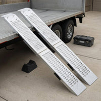 Foldable Loading Ramp Anti Slip Metal Loading Ramp Carrying Handle Transport Equipment for Garage