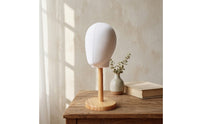 Hat Display Model Head with Wood Stand Cloth-Covered Hat Display Stand with Wooden Base Detachable Mannequin Head for Boutiques, Milliners