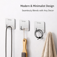 Bedroom Wall Mounted Hanging Hook for Dorm Room and Homeowner, Stainless Steel No Drill Organizer with Strong Adhesive