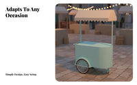 Portable Kiosk Cart with Canopy Multi-Functional Rolling Market Display Stall Versatile Market Stall Cart with Canopy for Crafters, Marketers, Parties