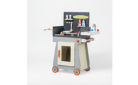 Toy Grill Cart Freestanding Kitchen Trolley Toy Educational Play Kitchen with Grill for Kids, Daycare, Classroom