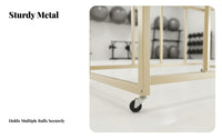 Space-Saving Multi-Tier Fitness Ball Stand Long-Lasting Metal Frame Gym Balance Ball Display Shelf Large Capacity Floor Standing Gym Rack Non-Slip Feet for Fitness Studio Owners