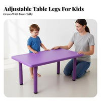 Safety Rounded Corners Adjustable Kids Table and Chair Set Easy to Clean Plastic Rectangular children's Table Ergonomic Design Toddler Learning Desk Strong Load-Bearing for Preschoolers, Toddlers, Teachers, Kindergarten, Home, Playroom, Daycare