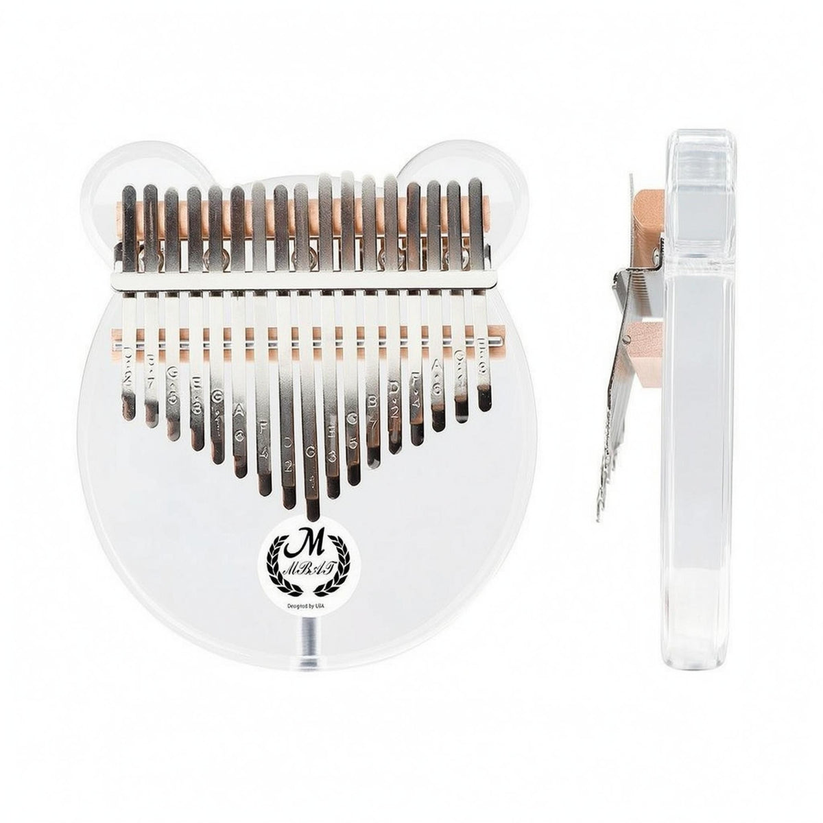 Crystal-Style Bear-Shaped Thumb Piano Fitted Case Transparent Acrylic Kalimba Metal Tines Bear Kalimba for Carrying, Storage