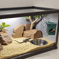 Built-in Food Bowl Top Feeder Hide Privacy Shelter Hanging Hide Cave Safe Hiding Area Amphibian Hideout Cave Natural-Looking Decor for Vivarium