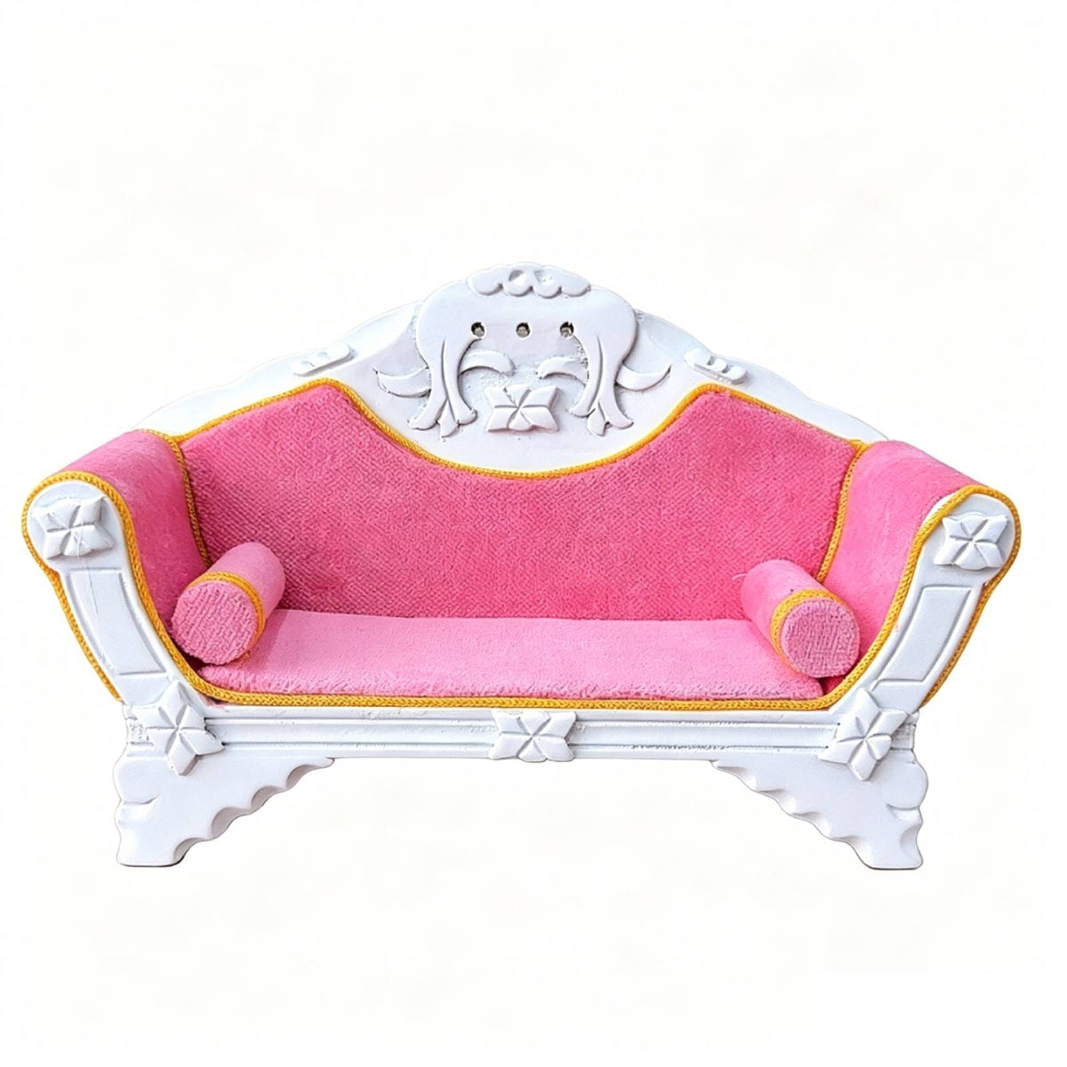 Curved Backrest Ornate Dollhouse Sofa Rolled Armrests 1:12 Scale Sofa Carved Detailing for Home Scene Display