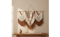 Macrame Wall Hanging Handmade Bohemian Wall Tapestry Tassel Details House Decoration for Living Room, Bedroom, Nursery