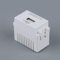 2.1A USB Wall Outlet Module Compact USB-A Charging Port Module White Electrical Accessory