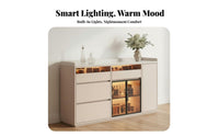 Lighted Display Credenza Heat-Resistant Top Sideboard Modern & Aesthetic Buffet Cabinet for Home Dwellers, Interior Decorators, Kitchen, Dining Room