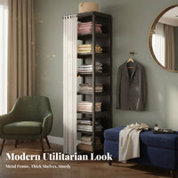 Customizable Layout configurable Open Wardrobe DIY Assembly Freestanding Closet with Shelves and Hanging Rails Space-Saving Garment Rack System Easy to Assemble for Apartment Dwellers, Renters, Homeowners, changing area