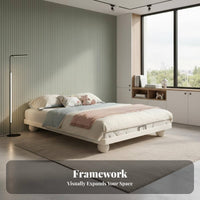 Platform-design design Floating Headboardless Frame Space-Saving Headboardless Bed Frame No Box foundation Needed Lowsilhouette Bedstead Easy Assembly for Children, Homeowners, Renters, kid's Room, Small Apartment, attic-style apartment