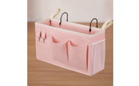 Bedside Holder with Hooks Structured Bedside Holder Crib Organizer Sturdy Hanging Storage Organizer with Mesh Pocket Lightweight
