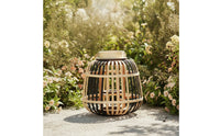 Open-Cage Bamboo Lantern Natural Woven Lantern Ambient Candle Holder with Handle Rustic for Tabletop, Floor, Patio, Garden