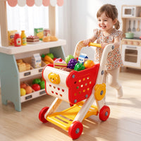 Role-Playing Toy Shopping Cart Toddler-Sized Play Shopping Cart Imaginative Trolley Smooth Rolling for Toddlers, Kids, Playroom