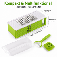Multifunctional Vegetable Slicer with Container, Modern Vegetable Grater Made of 430 Stainless Steel, 4-Sided for Julienne, Slicing, Shredding, Chopping
