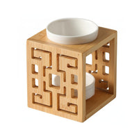 Bamboo Essential Oil Burner Heat-Resistant Essential Oil Burner Hollow Design Aroma Lamp Easy to Clean for Bedroom, Living Room