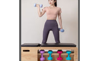 Wooden Exercise Bench Storage Shelf Adjustable Bench Handle Openings Fitness Equipment