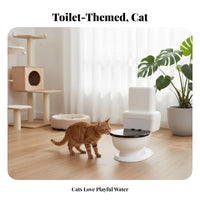 Anti-Tip Toilet Shaped Cat Waterer No Electricity Needed Toilet Shaped Pet Water Bowl Non-Electric Novelty Cat Water Bowl Easy to Clean for Cats, Small Pets