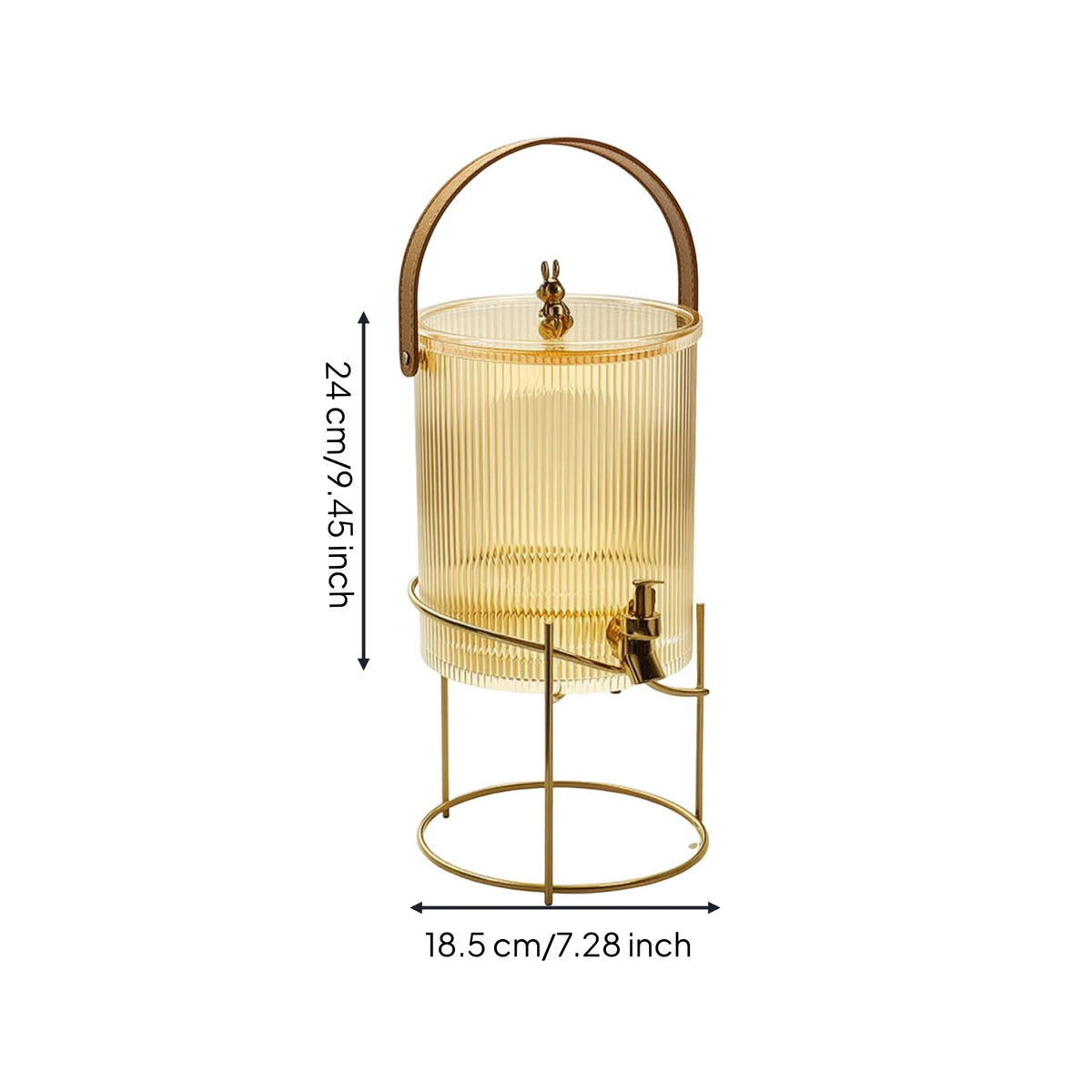 Transparent Glass Beverage Dispenser with Stand Cold-Use Ribbed Glass Dispenser with Lid Sturdy Food-Grade for Gatherings