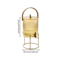 Transparent Glass Beverage Dispenser with Stand Cold-Use Ribbed Glass Dispenser with Lid Sturdy Food-Grade for Gatherings
