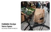 Foldable Design Folding Bike Basket Front or Rear Mount Collapsible Bike Carrier Universal Fit for Commuters, Shoppers, Commuting, School