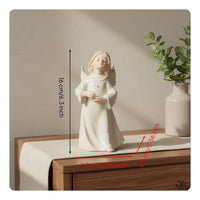 Ceramic Angel Figurine Collectible Angel Figurine Spiritual Soothing Decor for Girls, Shelf Display