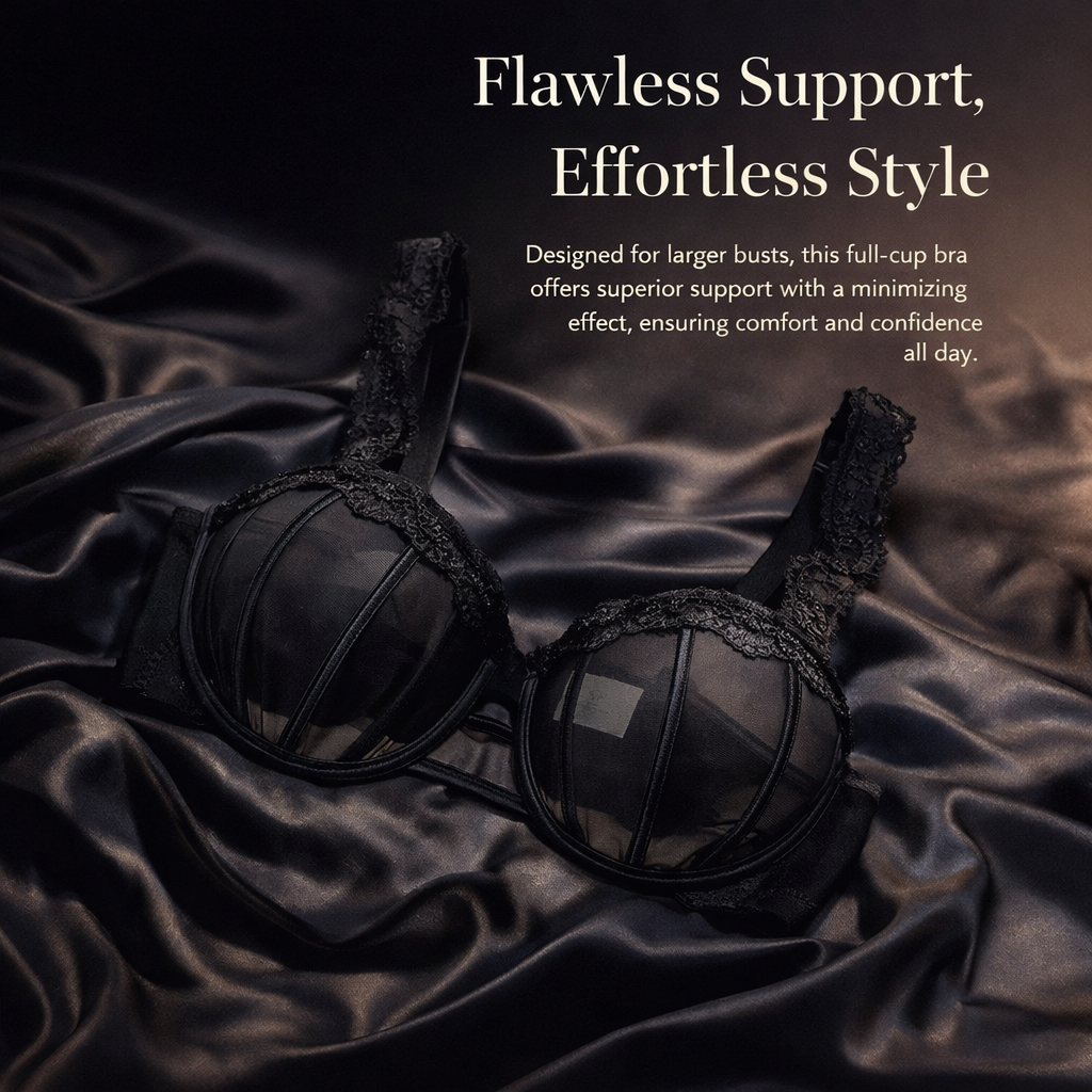 Wire-Free Bras for Women with Molded Foam Cups for Everyday Wear, Plus Size with Mesh Overlay and 3/4 Coverage, Nylon Stretch