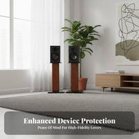 2 Pieces Wood Grain Finish Wooden Bookshelf Speaker Stand Sturdy and Stable High-Fidelity Audio Speaker Rack Anti-Slip Pads Heavy Duty for Audiophiles, Home Theater Enthusiasts, Listening Room