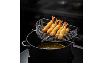 Stainless Steel Oil Draining Basket Semicircular Frying Basket with Legs Quick Drainage Easy to Clean for Kitchen