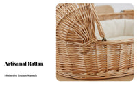 Portable Moses Basket Rocker Hand-Woven Rocking Cradle on Wheels Lightweight Bassinet Soft & Comfortable for Newborns, Infants, Parents, Nursery, Indoors, Bedroom, Bedside