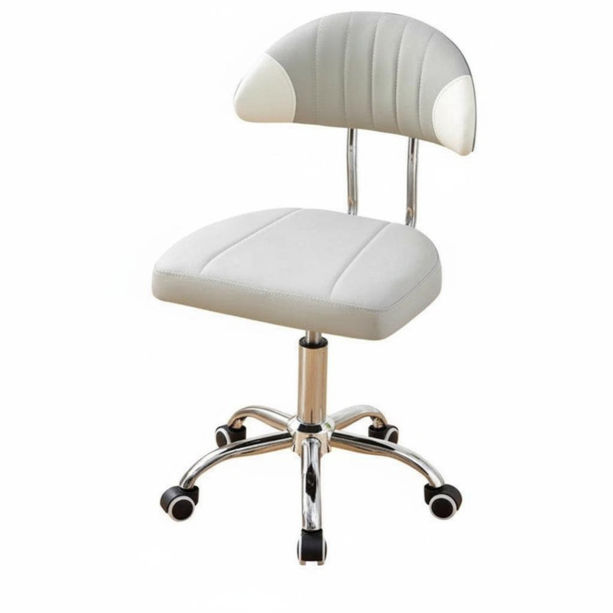 Height Adjustable Armless Low-Back Roller Chair Five-Star Base Armless Rolling Stool Thick Cushion Swivel Seat Space Saving for Students, Home Users, Adults, Study Room, Small Areas, Bedroom, Vanity