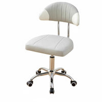 Height Adjustable Armless Low-Back Roller Chair Five-Star Base Armless Rolling Stool Thick Cushion Swivel Seat Space Saving for Students, Home Users, Adults, Study Room, Small Areas, Bedroom, Vanity