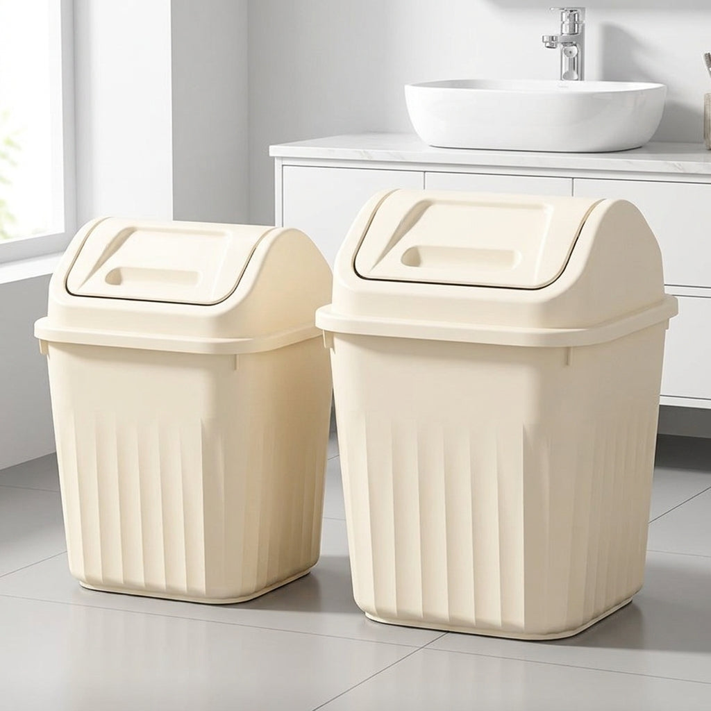 Set of 2 Kitchen Bins 12L, Silent Flip Lid, Square, Brand New Polymer