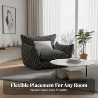 Modern Minimalist Design Puffy Single-Seater Sofa Soft Upholstery Oversized Upholstered Armchair Deep Seat Design Living Room Furniture Luxurious Comfort for Apartment Dwellers, Interior Designers, Guesthouse, Boutique, Lounge Area, Reading Nook