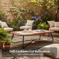 Light Luxury Design Modern Rattan Design Sofa Set High-Density Foam Cushions Woven Rope Sofa Set Aluminum Frame Lounge Furniture for Homeowners, Hotel Owners, Adults