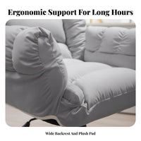 Reclining Backrest Upholstered Armchair with Footrest Luxuriously Cushioned Cushioning Upholstered Recliner with Footrest Padded Cushion Lounge Chair Ergonomic for Home Inactiveice Workers, Students, Young Adults, Bedroom, Dorm Room, Leisure Time