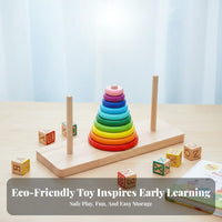 Includes Storage Box Stack of Classic Game Hand-Eye Coordination 10 Layer Rainbow Stacker Reasoning Al Thinking Development for Daycare