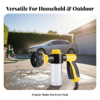 Car Wash Foam Multi-Functional 8 Pattern Water Sprayer Multipurpose Hose Nozzle Soap Dispenser for Window Washing