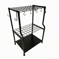 exposedFrame Garden Tool Rack Perforated Tray Garden Storage Rack Indoor Outdoor Use Rake Holder Large Capacity