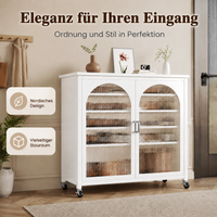 Narrow Shoe Rack with Stone Top, Nordic Style for Small Apartments, Closed Shoe Cabinet with 6 Shelves and Adjustable Compartments, Cloud White