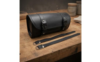 Waterproof Motorcycle Hanging Bag Leather-Look Roll-Top Motorcycle Bag No-Hole Mount Buckle Straps