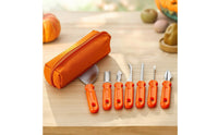 7 Pieces Pumpkin Carving Kit Easy Grip Pumpkin Carving Tools Kit Serrated Tool Set for DIY Enthusiasts, Families, Halloween, Home Decorating