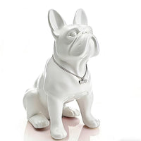 French Canine Figurine Glossy French Canine Statue Decorative Dog Statue with Necklace for Office, Entryway