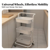 Mobile Storage Rack Space-Saving Wheeled Storage Rack Push Handle Multi-Layer Trolley for Parents, Kitchen, Washroom, Living Room