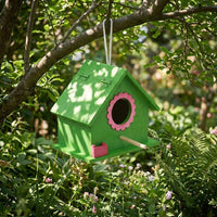 Hinged Roof Bird Boxes for Gardens UK, Pre Assembled Birdhouse for 2 Parakeets, Bird Houses for Garden with Perch and Feeder, Wooden Nest Box