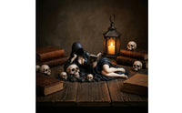 Hooded Reader Figurine Enigmatic Gothic Figure with Book Literary Decor for Desk