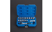 17 Pieces Reversible 12-Point Socket Set Hard to Reach Areas Through Socket Wrench Set Organized Storage for Auto Repair, Workshop, Garage